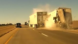 OHP video shows crash involving 2 semi-trailers on I-40 in El Reno