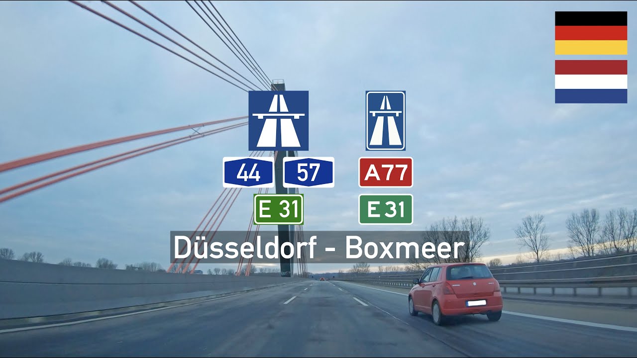 Driving in Germany and the Netherlands: Autobahn A44, A57 & A77 E31 from Düsseldorf to Boxmeer