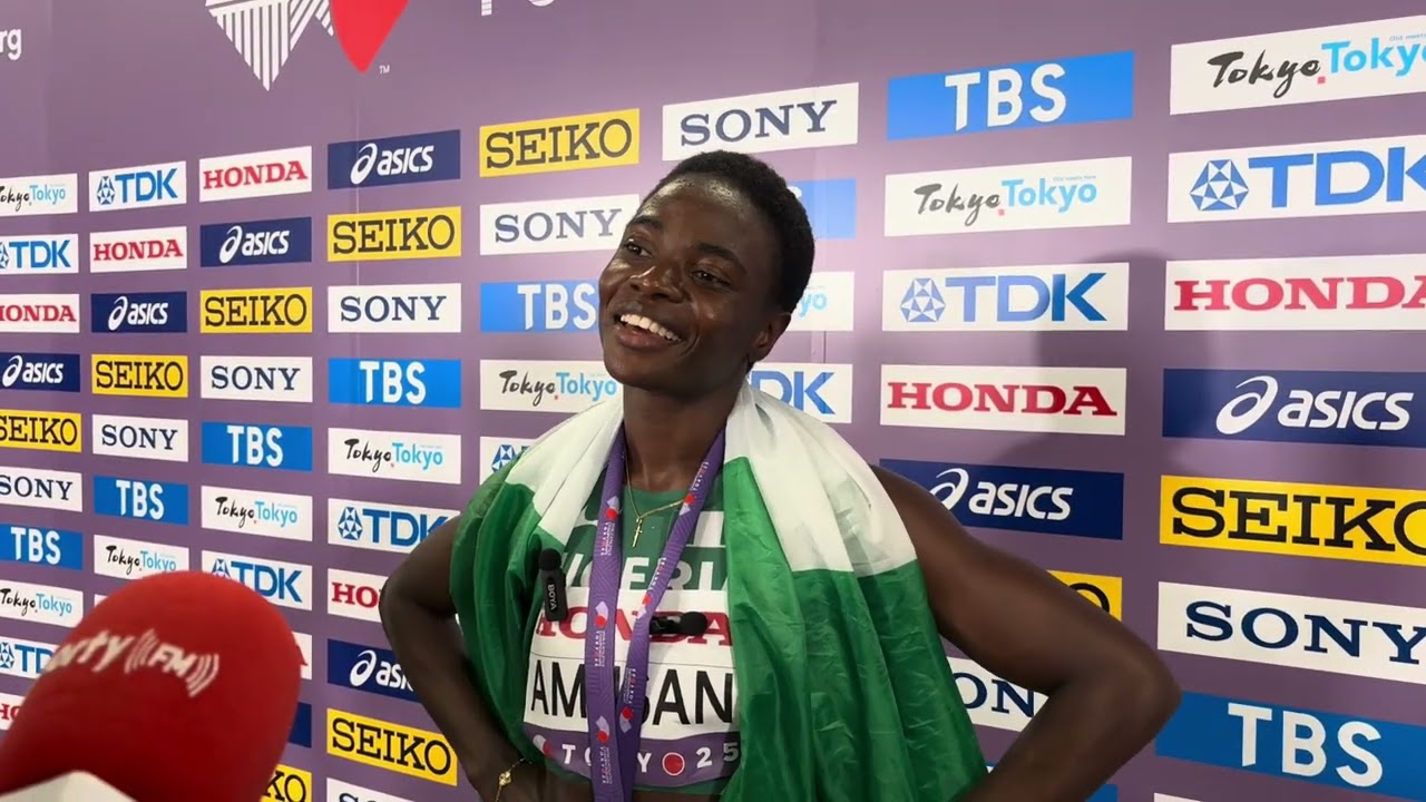 Nigeria's Tobi Amusan Reacts to Silver Medal in 100m Hurdles Final at 2025 Tokyo World Championships