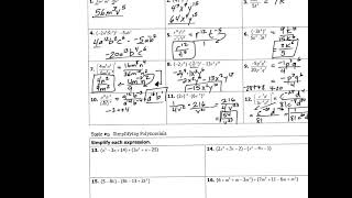 Algebra 1 Review-Packet #5