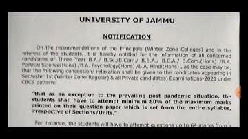 Finally Good news|Jammu University UG sem ist CBCS Private 2021 Syllabus Reduced