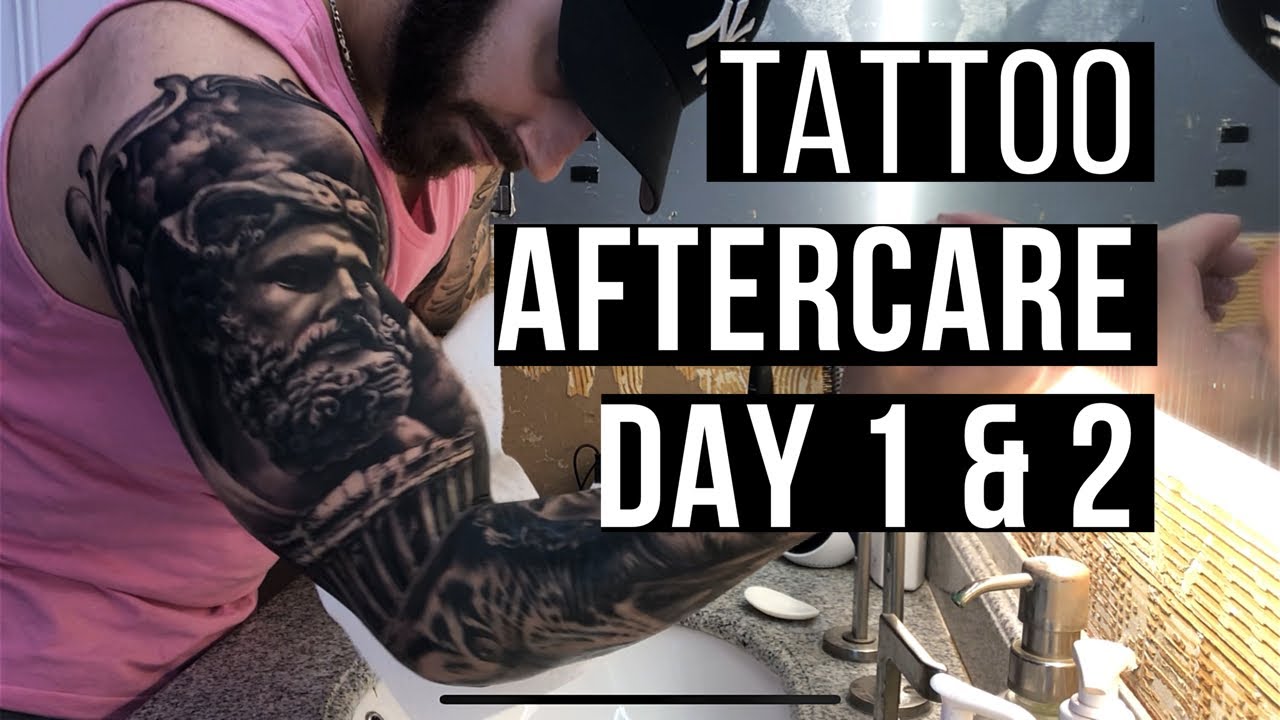 How To Treat A New Tattoo: Healing Process/Aftercare DAY 1 & 2 - YouTube