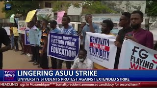 Lingering ASUU strike: University students protest against extended strike