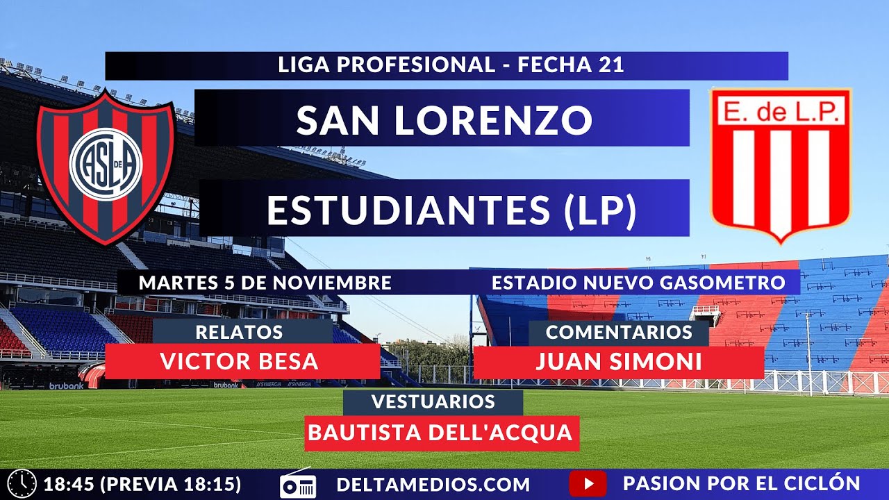 🔴 EN VIVO | SAN LORENZO - ESTUDIANTES | LIGA PROFESIONAL - FECHA 21 ...