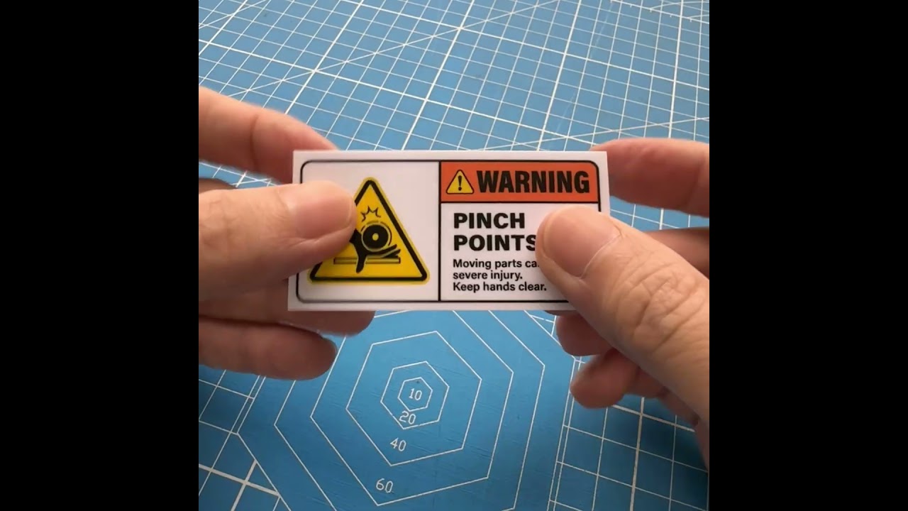 Pinch Points. Awas Bahaya Tangan. Roller Wheel Machine Hazard. Malaysia Premium Waterproof Sticker.