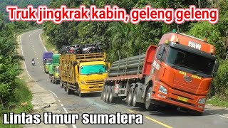 Perjuangan truk Muatan Berat || kabin geleng geleng, kabin jingkrak  di tanjakan lintas Sumatera