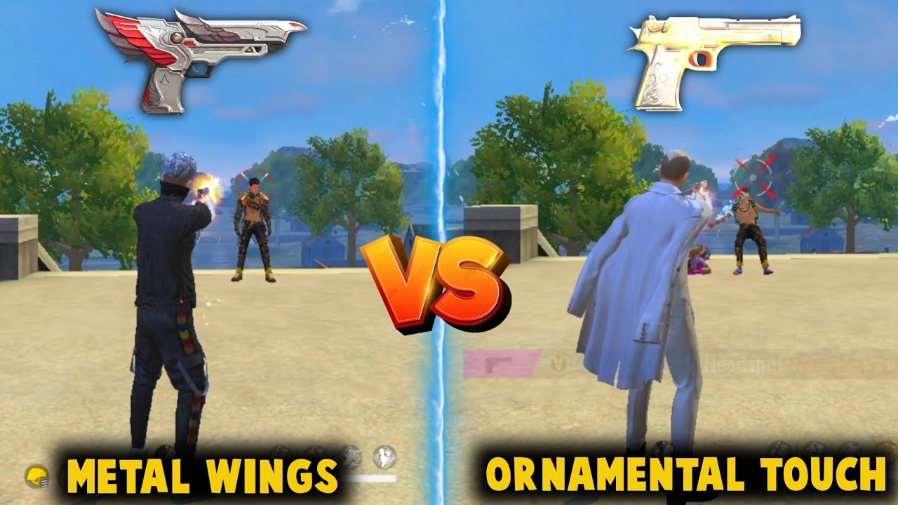 NEW DESERT EAGLE- ORNAMENTAL TOUCH VS METAL WINGS DAMAGE ABILITY TEST| BEST DESERT SKIN IN FREEFIRE