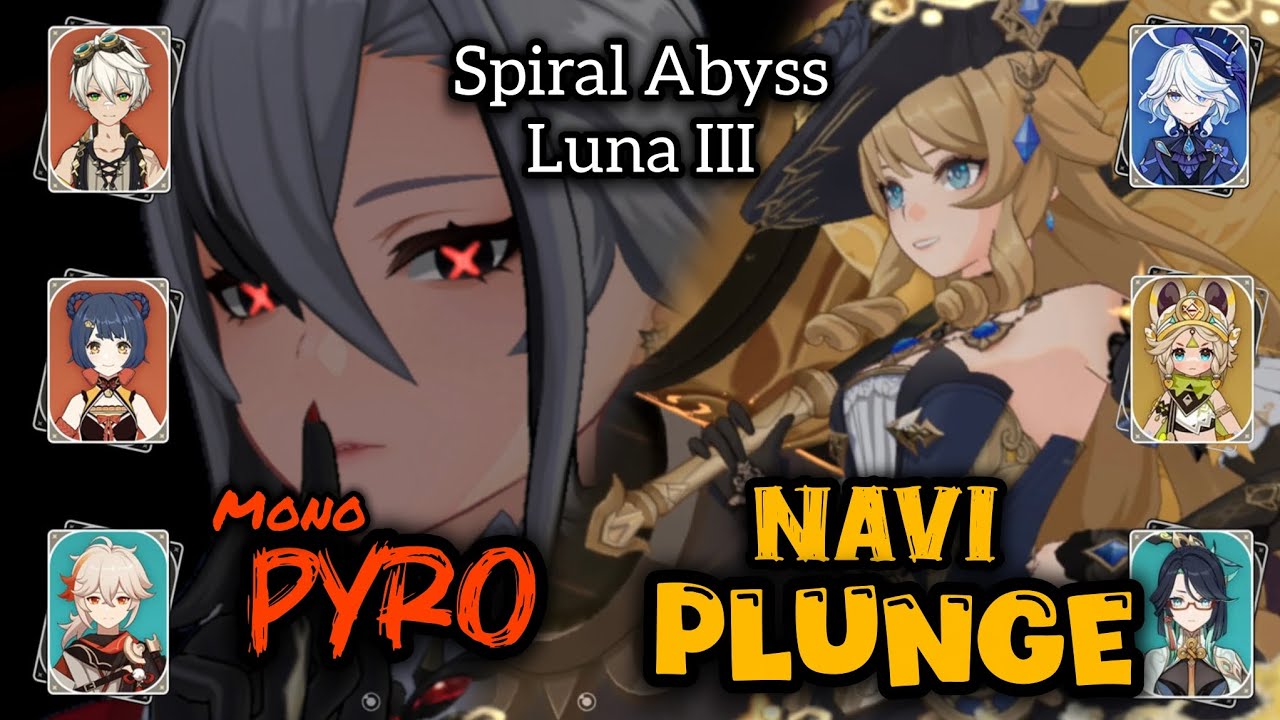 Genshin Impact, Arlecchino Mono Pyro & Navia Plunge sets || Spiral Abyss LUNA III Floor 12