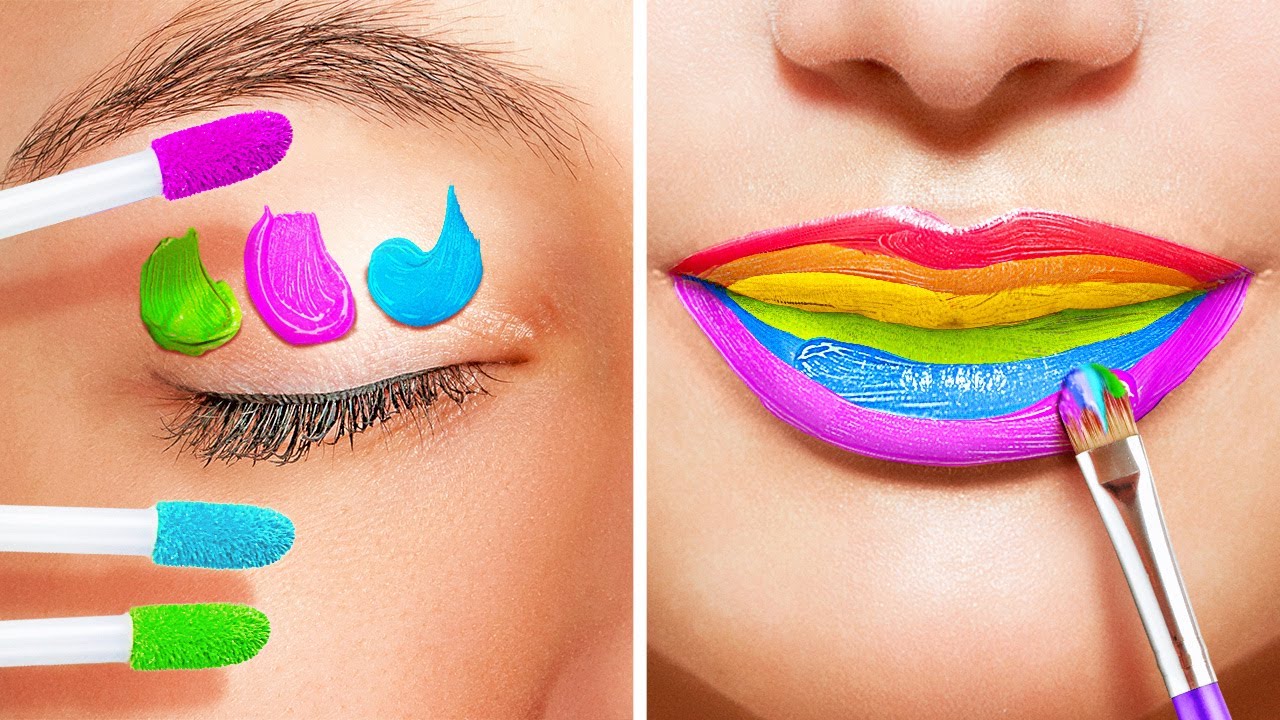 RAINBOW MAKEUP IDEAS || Cool Rainbow Beauty Tricks for Flawless Look by 123 GO! SERIES