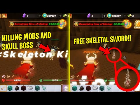 FREE SKELETAL SWORD by Killing Mobs and Skull Boss In Skull Island SkyBlock (BlockmanGo)