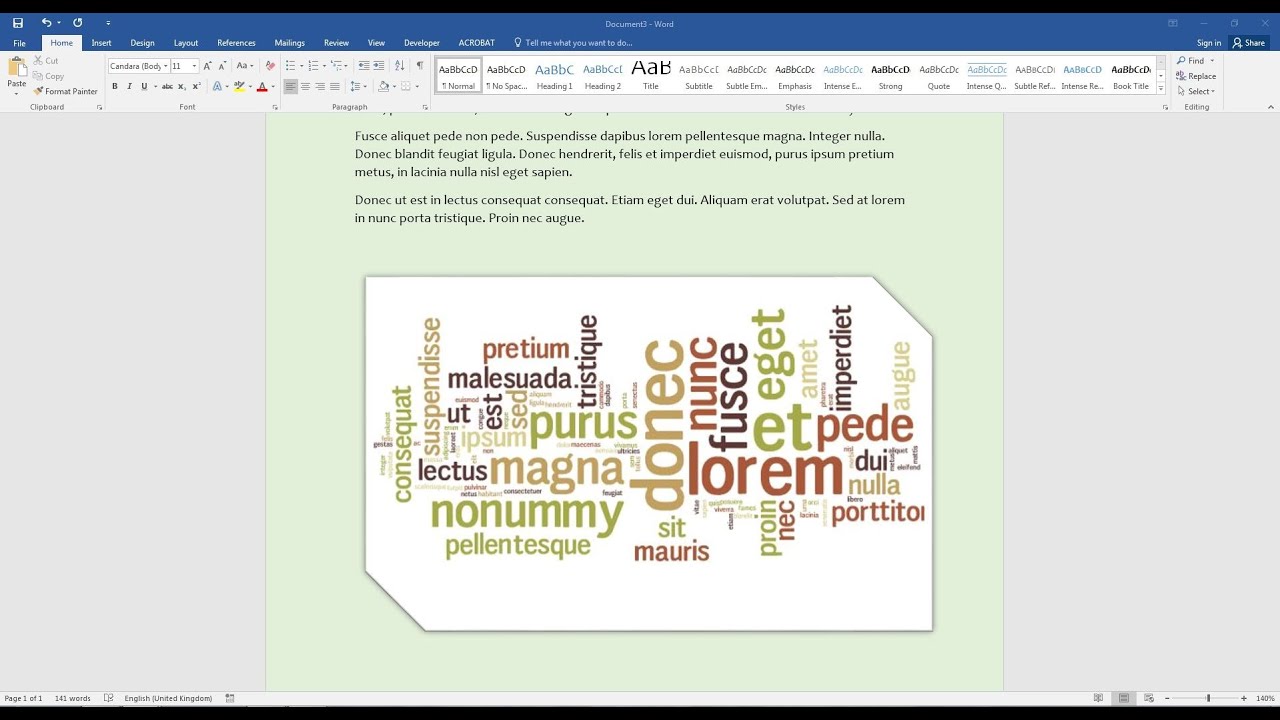 Create A Word Cloud In Microsoft Word Youtube