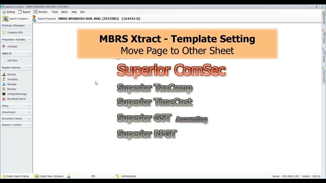 Superior ComSec MBRS Xtract (Template Setting Move Page to Other Sheet) YouTube Superior ComSec MBRS Xtract (Template Setting Move Page to Other Sheet) YouTube