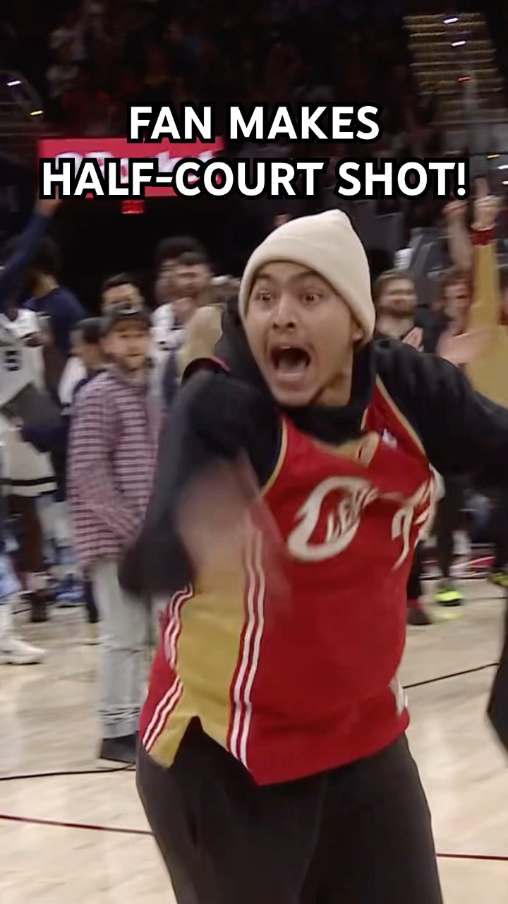 Fan makes a half-court shot in Cleveland