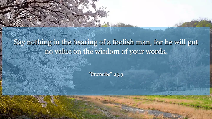 Proverbs 23:9 Say nothing in the hearing of a foolish man, for he will put no value on the wisdom of
