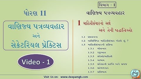 STD:11 વાણિજ્ય પત્રવ્યવહાર #SPCC Ch:1 માહિતીસંચારનો અર્થ અને પધ્ધતિઓ Video:1 #YASHIKAPATEL #DEEPAM