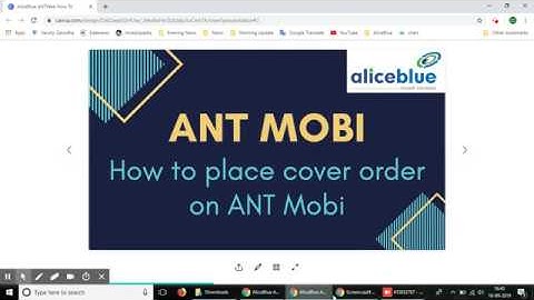 How to place Cover Order using ANT Mobi Trading App  Alice Blue Software Process