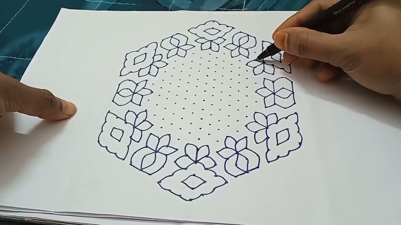 21*11middle dots simple flower 🌹🌺 rangoli designs 