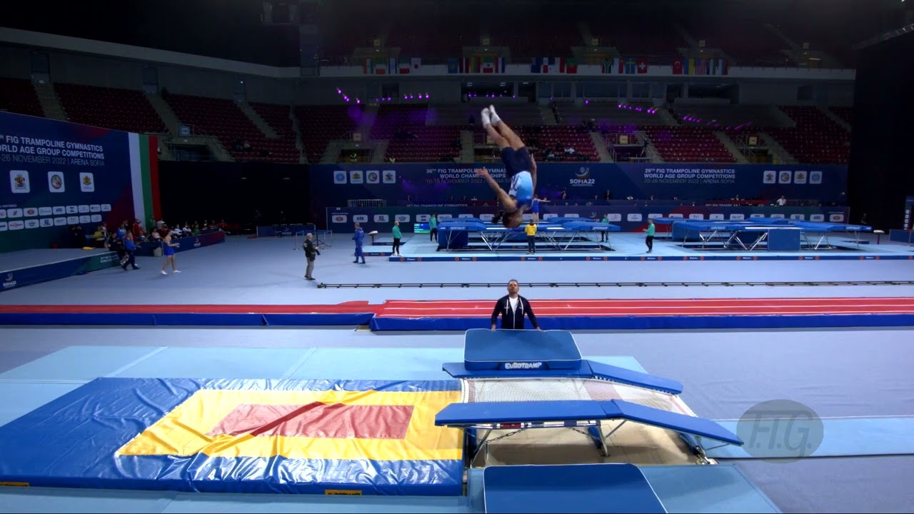 Youtube video: PACHECO Matias (ARG) M - 2022 Trampoline Worlds, Sofia (BUL) - Q Double Mini Exercise 2