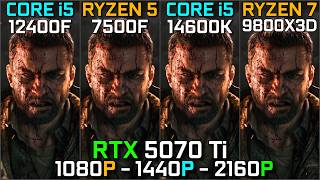 Core i5 12400F vs Ryzen 7500F vs Core i5 14600K vs Ryzen 9800X3D | RTX 5070 Ti | 1080p, 1440p, 4K