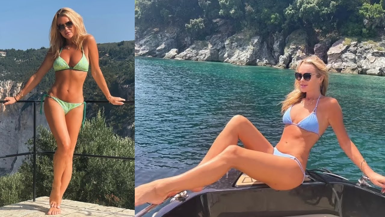 Amanda Holden, 52, showcases her age-defying physique in a TINY black  bikini - YouTube