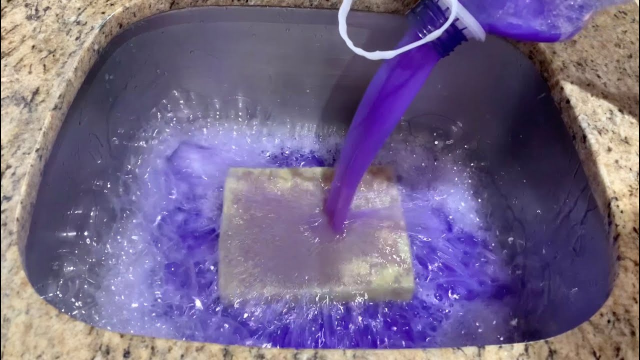 Big Jug of ✨💜Lavender Pinol💜✨ in the Kitchen Sink - sponge ASMR