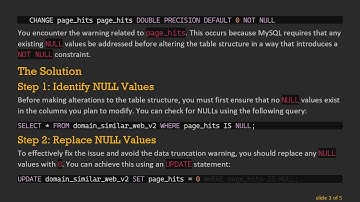 Resolving the Data Truncated Warning in MySQL When Altering a Table