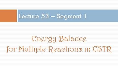 Lecture 53 - Seg 1, Chapter 8, Energy Balance for Multiple Reactions in CSTR