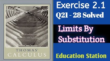 Limits By Substitution| Thomas Calculus| Exercise 2.1| Q21-28. Lecture in Hindi/Urdu.