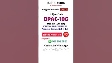 BPSC 106 Solved Assignment PDF 2024-25 in English, BAPAH program BPAC-106 Solved assignments