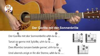 Video thumbnail of "Der Gorilla mit der Sonnenbrille von Volker Rosin, für Gitarre mit 3 Akkorden und Text"