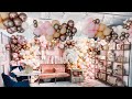 15 foot Balloon Wall with Matching Fringe Wall and Balloon Garland | Tutorial | Set Up With Me