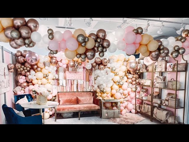 15 foot Balloon Wall with Matching Fringe Wall and Balloon Garland