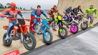 Spiderman Motorcycles with Superheroes - Impossible Challenge in The Dam
