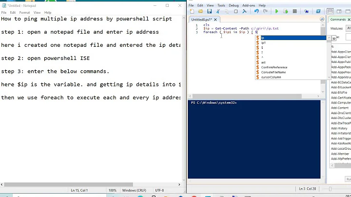 Powershell script to ping multiple ip address, PING MULTIPL IP ADDRESS BY POWERSHEL SCRIPTS.