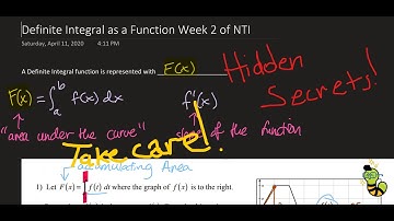 Week 2 NTI: Hon Calc | Definite Integral as an Accumulation Function