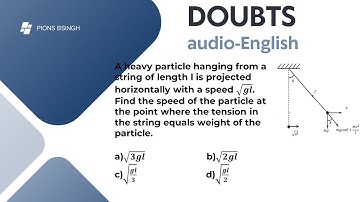 A heavy particle hanging from a string of length l is projected horizontally with a speed √𝒈𝒍. Find