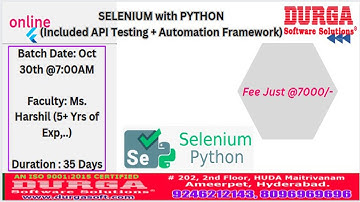 SELENIUM with PYTHON Online Training @ DURGASOFT