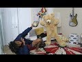 GIANT TEDDY BEAR SCARE PRANK ON COUSIN!!! (HILARIOUS)