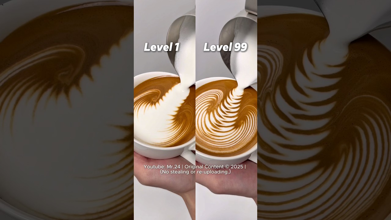 15-Second Latte Art Tutorial: Level 1 vs. Level 99 | Original by Mr.24 #latteart #latte