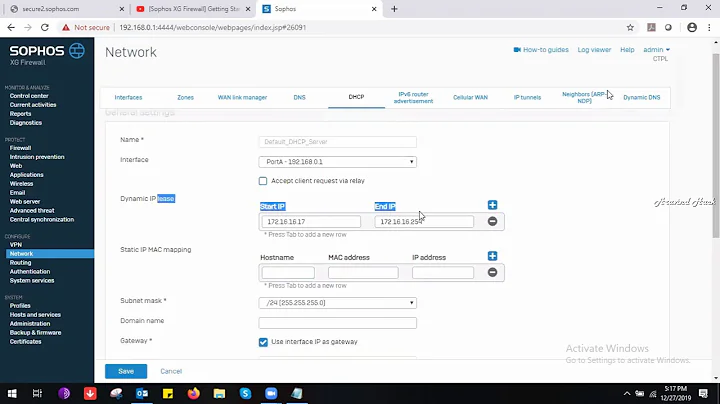 how to configure DHCP Server on sophos XG Firewall