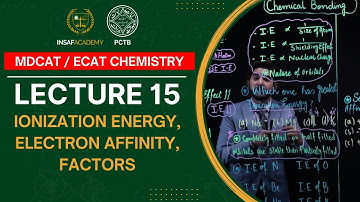 Chemistry MDCAT / ECAT | Lecture 15 | Ionization Energy, Electron Affinity | PCTB Insaf Academy