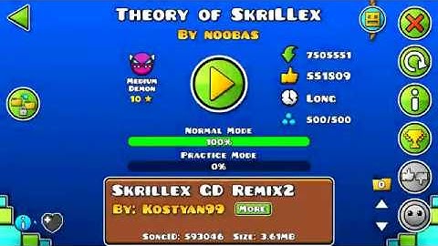 Geometry Dash: Theory of Skrillex by Noobas (Medium Demon)