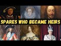Unexpected Monarchs: From Spares to Heirs