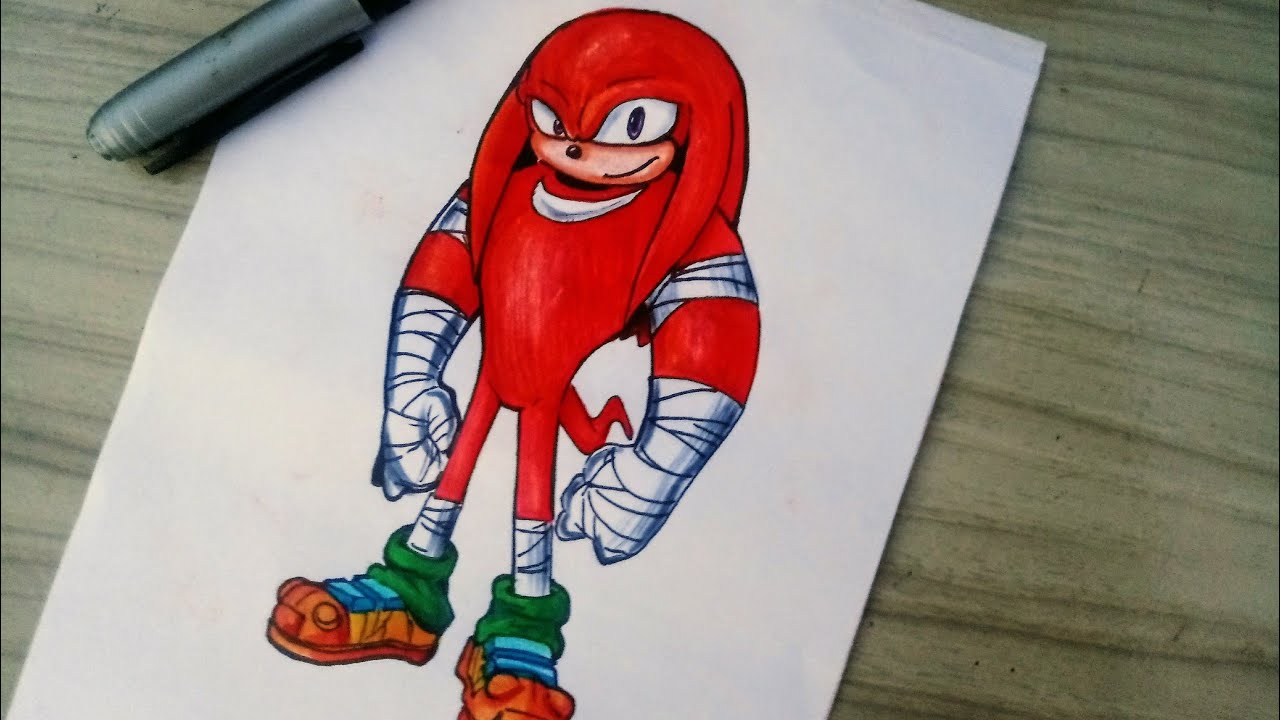 Como desenhar e pintar Knuckles do Sonic 