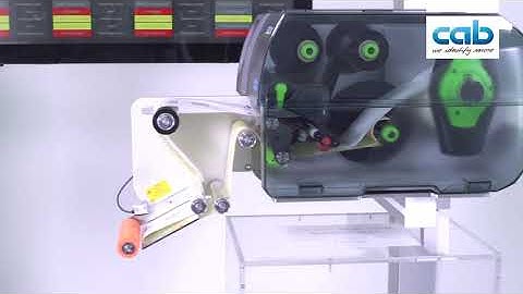 Label printer SQUIX with applicator S5104 | label products in motion on a conveyor | cab GERMANY