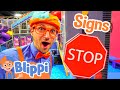 Blippi Plays at the Indoor Play Place | Learn Street Signs for Kids
