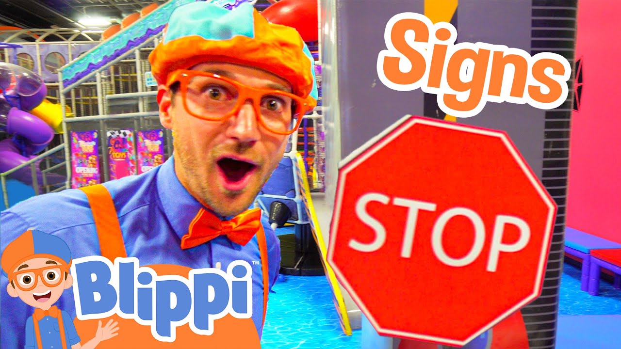 ⁣Blippi Plays at the Indoor Play Place | Learn Street Signs for Kids