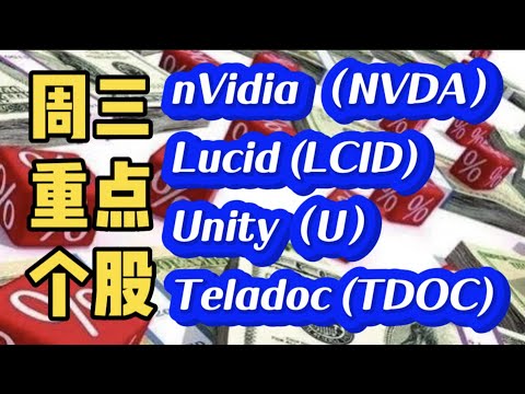 周三重点个股：nVidia （NVDA）-Lucid (LCID)Unity（U）~Teladoc (TDOC)