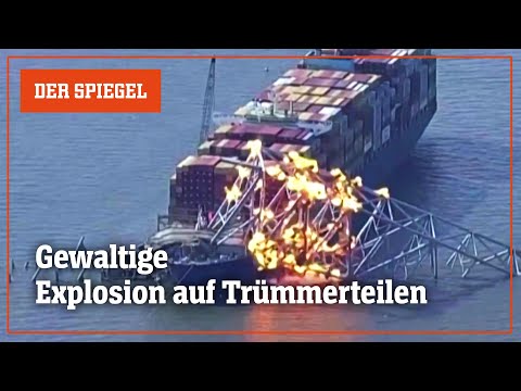 Brücke von Baltimore: Video zeigt Sprengung am Containerriesen | DER SPIEGEL