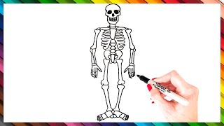 How To Draw A Skeleton Step By Step | Skeleton Drawing EASY | Super Easy Drawing Tutorials